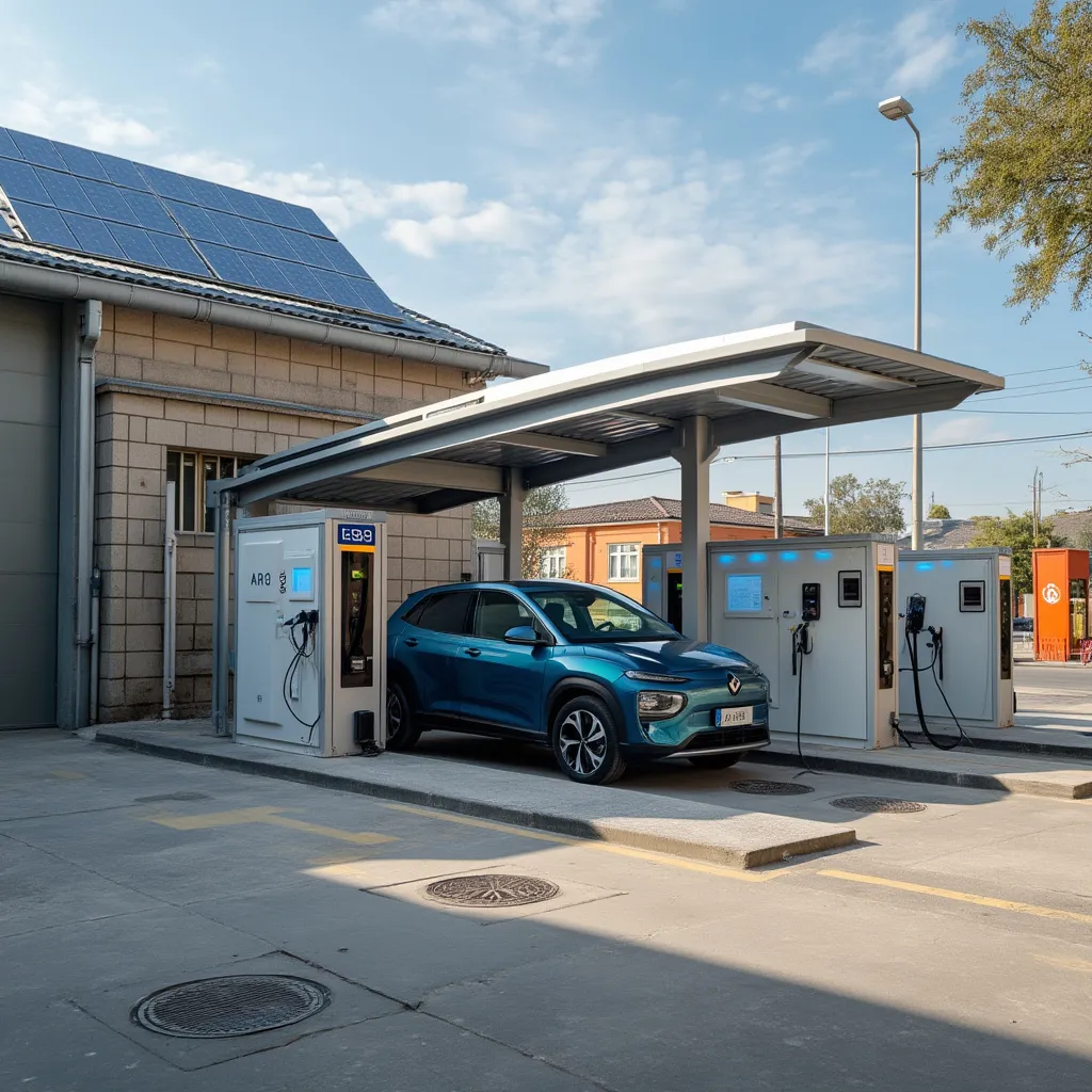 Punto de carga para vehículos eléctricos en una estación ARG en Argentina